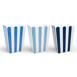 Set da 6 Box Contenitore in carta per popcorn pop corn design a strisce bianco blu
