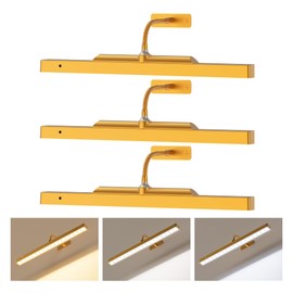 Craftersmark Picture Light Battery Operated Gold, 16in Wireless Art Light for Paintings, Dimmable 5000mAh Recharging Battery Picture Light with Remote Control for Wall, Gallery Dartboard Art