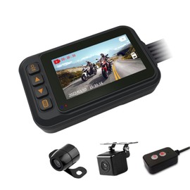 OBEST Motorcycle Dash Camera, Waterproof, Dash Camera, 1600 1200 Resolution, Front 120°, Rear 90° Wide Angle Camera, 3 Inch IPS LCD, Remote Control, Constant Recording, Loop Recording, Impact Sensor