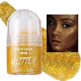 Glitter Gel Roll On for Hair, Face and Body Glitter Mermaid Festival Glitter Make-Up Rave 25 ml Gold