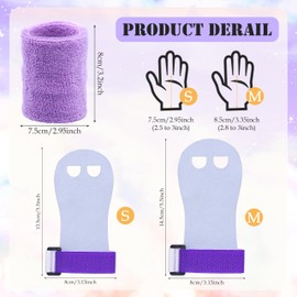 Gymnastics Grips Wristbands Sets for Girls Youth Kids, Gymnastic Grips Gloves Gymnastic Bar Palm Protection and Wrist Sports Support Accessories for Kids Training (Purple, Medium)