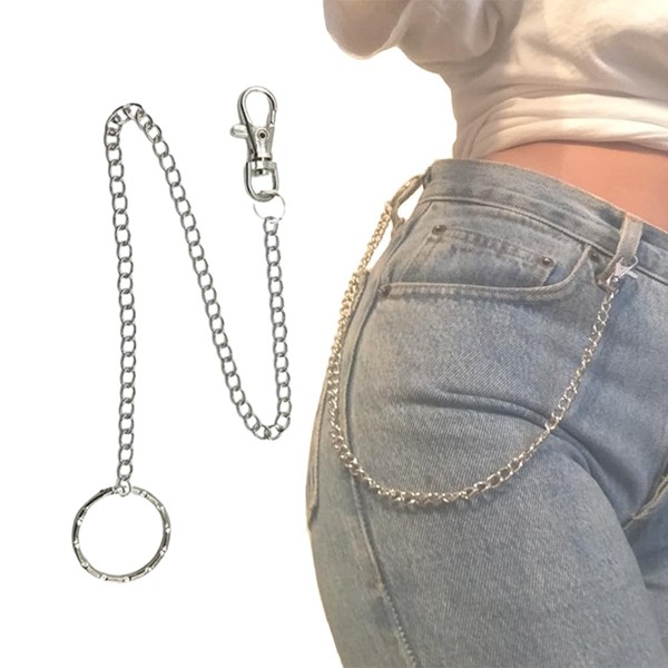 Fc'Noqgn Wallet Chain, Stainless Steel Long Chain, Punk Keyring with