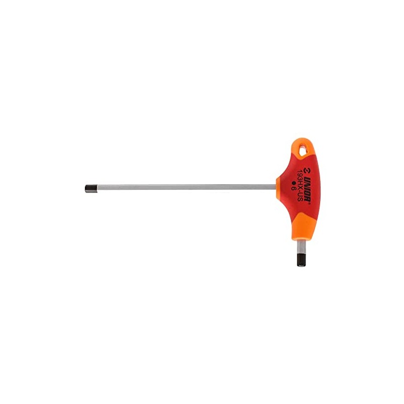 Unior Hex T-Handle Screwdriver, Metric, 8mm, Red/Orange