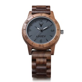 LeeEv Men's Wooden Watch, Unique Natural Bamboo Wood Watch Analog Quartz Light Weight Vintage Dress Wooden Wrist Watches
