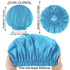 2 PCS Large Shower Cap for Braids - Waterproof Shower Cap for Women, Reusable XL Plastic Shower Caps Jumbo Bath Bonnet for Long Thick Curly Hair, Locs, Twist Braids (Blue&Purple)