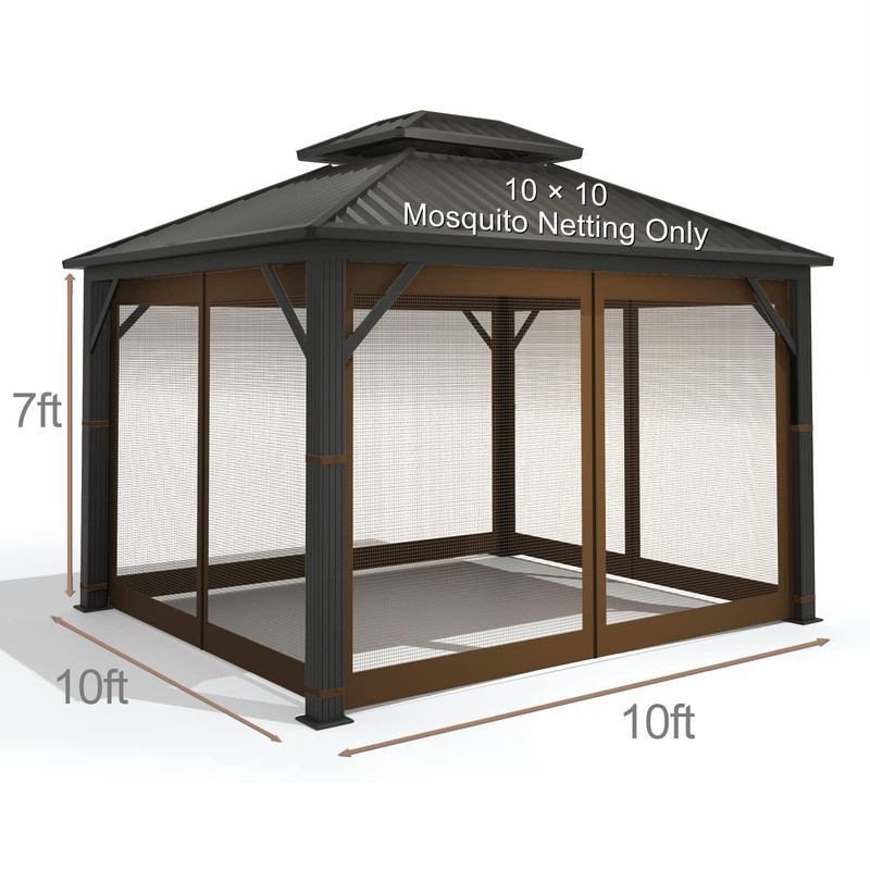 Gazebo Universal Replacement Mosquito Netting – Hugline 10' x 10'