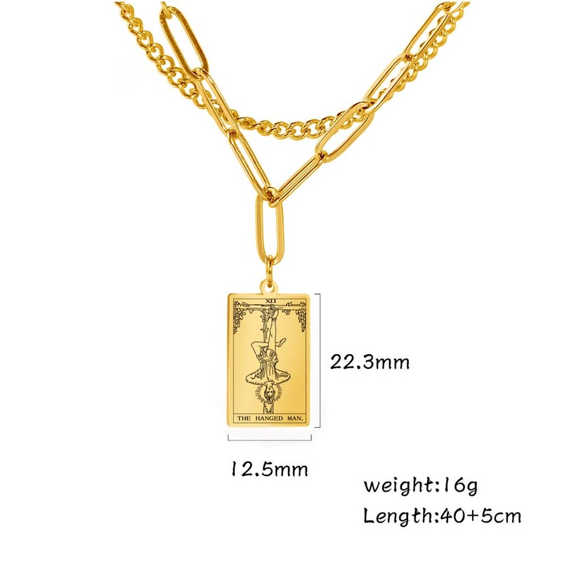 TEAMER Double Layer Necklace Vintage Tarot Jewelry Good Luck Amulet