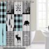 Boziqr Rustic Cabin Lodge Shower Curtain, Bear Moose Deer Trees