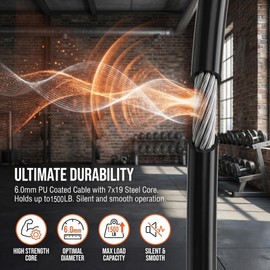 FOLUXING Heavy-Duty 32.8Ft Cable Replacement Kit, 6mm PU Coated Steel Wire Rope with 17 Pcs Accessories – Higher Tensile Strength for LAT Pulldown, Low Row, Home Gym Machine