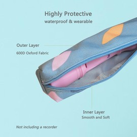 Farcaya Recorder Case Bag Only Storage Soprano Descant Recorder Flute Music Instrument Portable for Gift (Crown+Leaf)