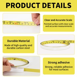 10 Packs Self Adhesive Measuring Tape Adhesive Tape Measure Stick on Tape Measure for Saw Drafting Table Work Woodworking Workbench (12 ft,Yellow)