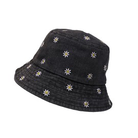 Umimiss Bucket Hat - Foldable Cotton Daisy Bucket Hat, Sun Hats for Women UK, Women's Hats & Caps, Summer Hats for Women, Ladies Sun Hat, Girls Bucket Hat,Fisherman Hat Teens Traveling Outdoor Black