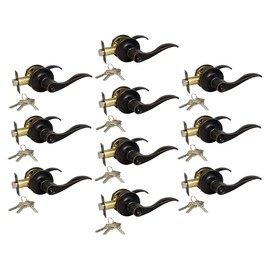 RI-KEY SECURITY 10 x Lever Door Lock Entry Keyed Cylinder Wave Handle with Keys Oil-Rub Bronze Finish SC RH