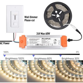 Led Driver 24V 60W, Universal 24v DC Transformer Dimmable Magnetic Power Supply, Compatible with Lutron and Leviton Dimmers dimmable for Led Lights