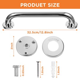 4 Pack Shower Grab Bar, Stainless Steel Bathroom Grab Bar, Shower Handle Bath Handle, Safety Bars for Shower Chair Bench, Grab Bars Senior, Elderly, Handicap (12.8 Inch)