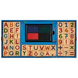 moses. My Large Stamp Set - 48 Different Children's Wooden Stamps, Numbers and Letters Stamps for Writing and Calculating Exercises, Colourful, 26241