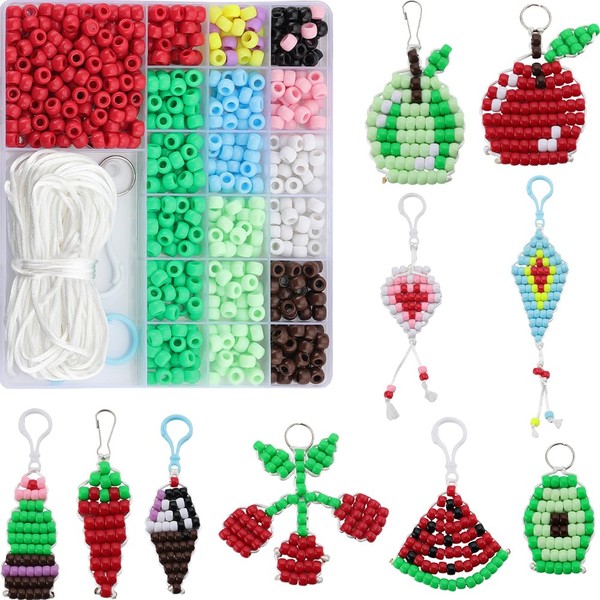 SUNNYCLUE 1 Box DIY 10 Sets Pony Beads Keychain Making