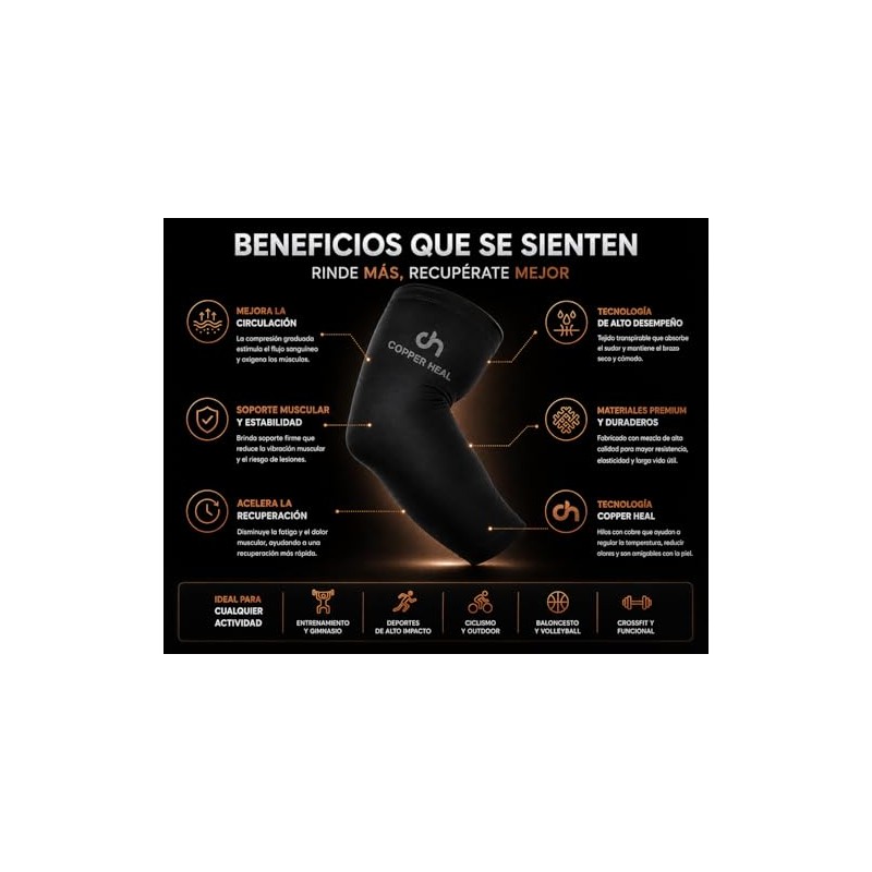 Funda de Compresión de Cobre para Codo, Codera de Alta