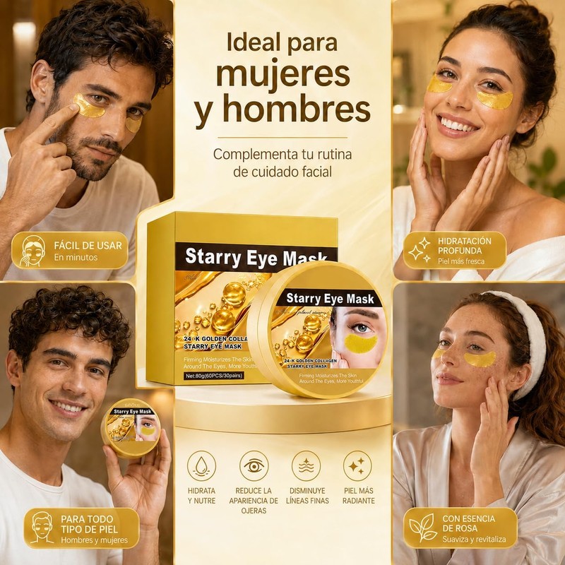 Parches Ojos 24K Gold, 60 Piezas / 30 Pares Starry