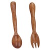 Wallfire 2 Pieces Wooden Spoon Fork Set Reusable Salad Kitchen