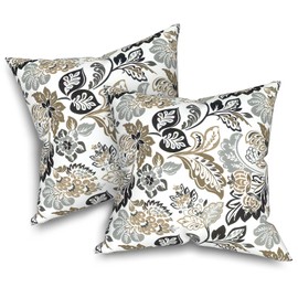 Melody Elephant Outdoor Throw Pillows with Inners, All Weather Patio Pillows Set of 2, Square Pillows Decorative for Home Garden Furniture, 20x20 Inch, Dailey Tan
