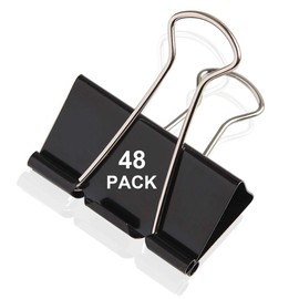 ZOEYES 48 Pack Extra Large Binder Clips 2 Inch, Big Paper Clamps Black for Home, School and Office Supplies