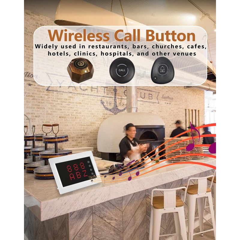 WNKRUN Wireless Call Buttons 2-Key for Restaurant Pager System M2