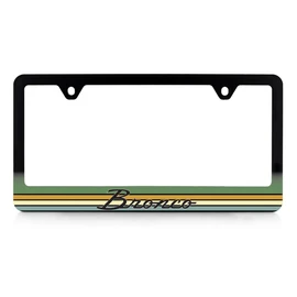 Ford Bronco License Plate Frame – Vintage Script Black Plastic Frame with UV-Cured Ink for Standard US & Canada Plates