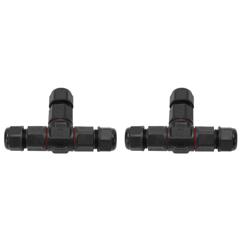 2 Pcs Tee Wire Connectors IP68 Waterproof 2 Pin 3