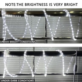 FOEERS 16ft Waterproof LED Rope Lights Outdoor - Connectable White Lighting with PVC Tube, IP65 Flexible for Garden, Patio, Ceiling, Landscape & Indoor Bedroom Decor