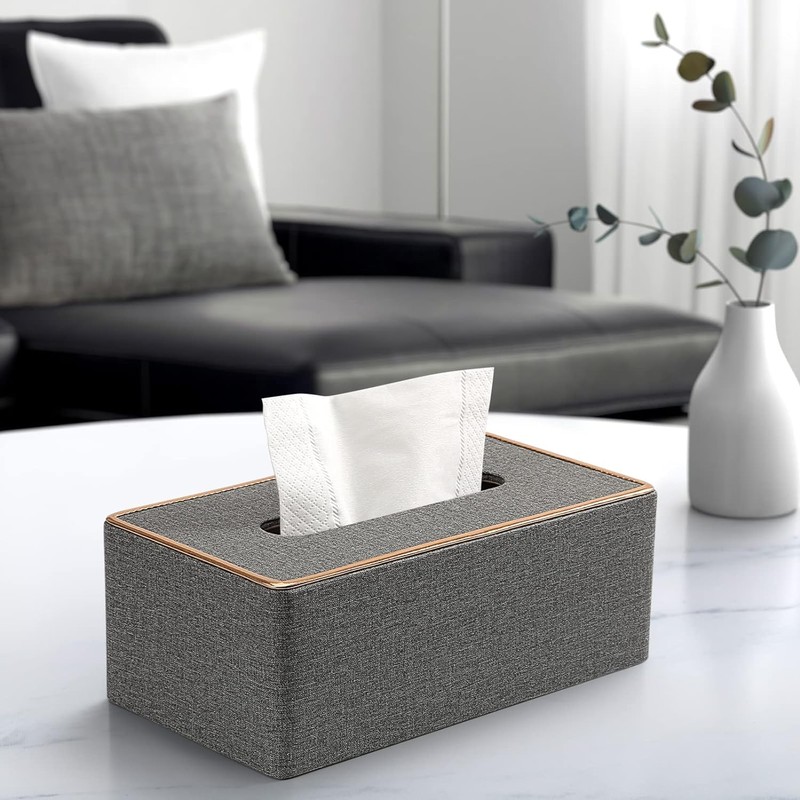 TNTAIAHL Tissue Box Cover, PU Leather Tissue Box Holder Rectangular
