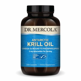 Dr. Mercola Antarctic Krill Oil - 1,000 mg - Omega-3 Supplement with EPA & DHA - Supports Brain, Heart, Joint & Immune Health - GMO-Free, Gluten-Free & Soy-Free - 180 Capsules (90 Servings)