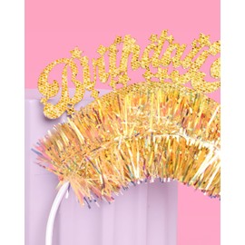 xo, Fetti Gold Birthday Girl Headband - Fits Adult + Child | Bday Hair Accessory, 21st Party Favor, Golden Decorations, 30th Supplies, Sweet 16, Cute Head Piece