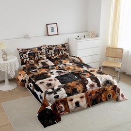 Kids Dogs Full Size Bedding Set Pet Puppy Dog Bedding Comforter Set Girls Teens Various Small Lovely Dog Comforter Pet Animal Duvet Set Decor Quilt 3Pcs Boys
