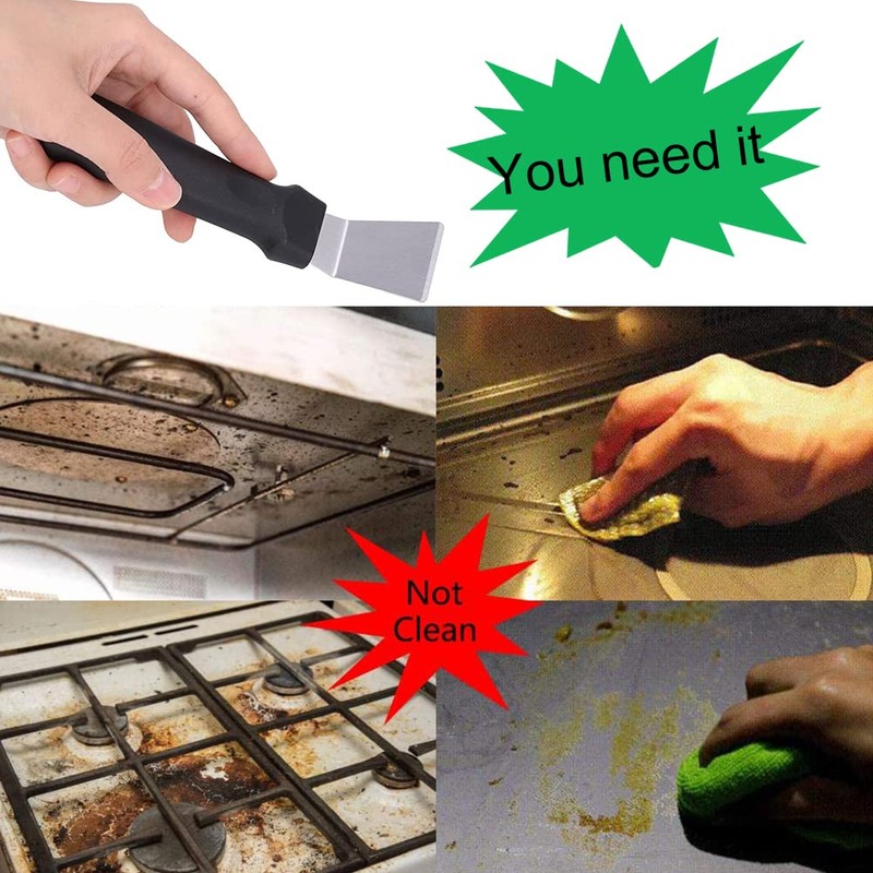 Cleaning Scraper, Curved Cleaning Scraper, Stainless Steel with Plastic Handle