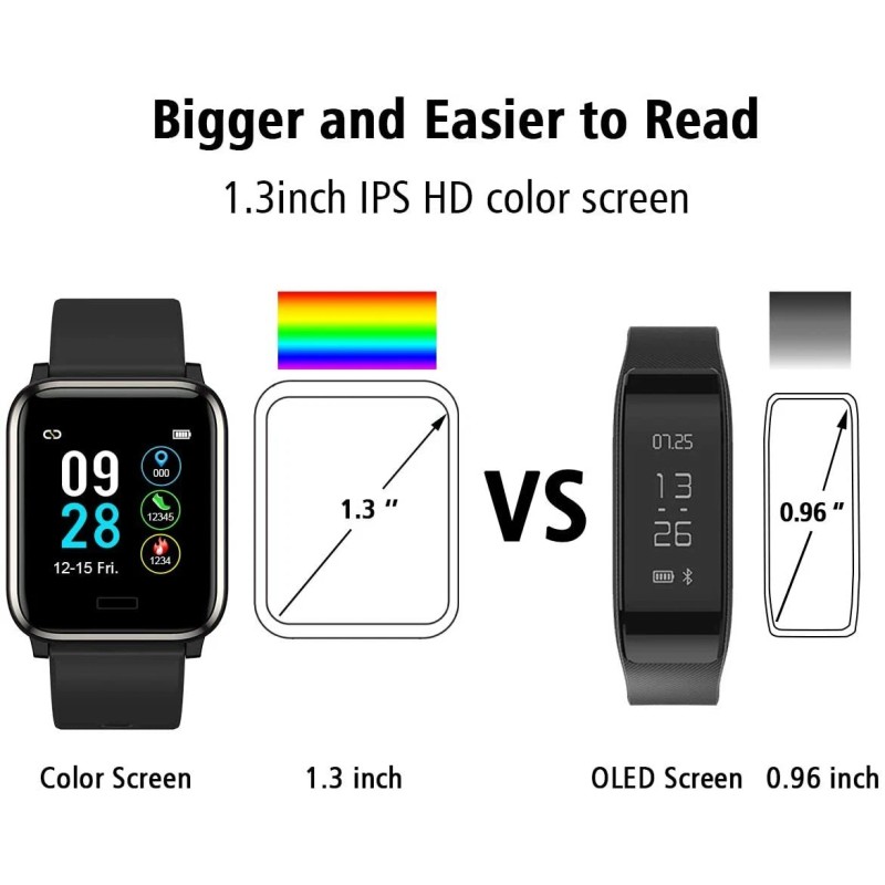 L8star Fitness Tracker HR Monitor-1.3'' Large Color Screen IP67 Waterproof