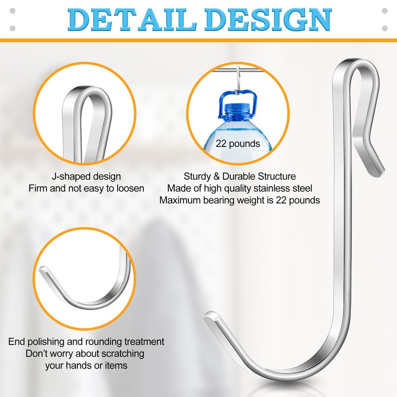 Lyrow 40 Pcs J Hook for Wire Shelving Hooks Stainless