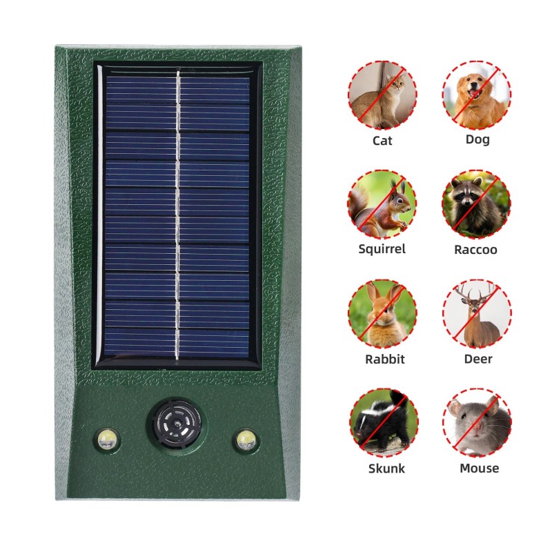 Tsuinz Red LED Lights Ultrasonic Solar Deterrent Wild Animal Repeller