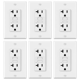 ELECTECK 6 Pack GFCI Outlets 20 Amp, Non-Tamper Resistant, Decor GFI Receptacles with LED Indicator, Ground Fault Circuit Interrupter, Wallplate Included, ETL Listed, White