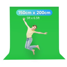 JEBUTU Green Screen, 1.5 x 2M (5 x 6.5FT) Chromakey Greenscreen Backdrop, Portable Collapsible Photo Backdrop Washable Polyester Green Background for Photography Studio, Product Portrait, Zoom