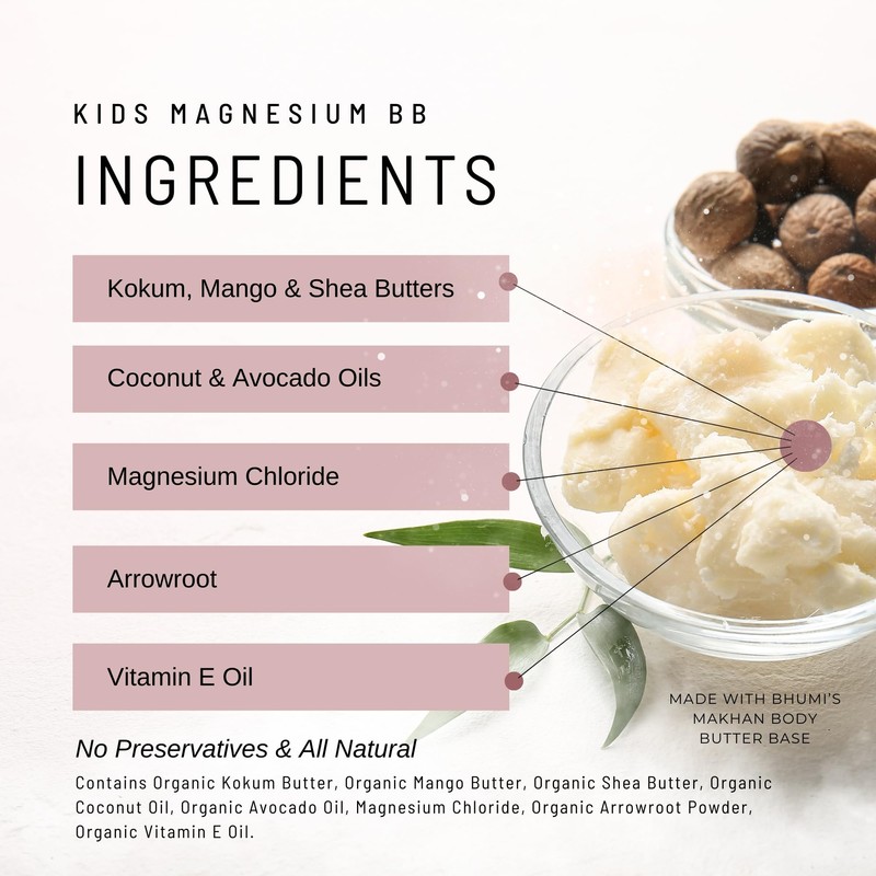 Organic Kids Magnesium Whipped Body Butter, 4 oz Jar 2.5