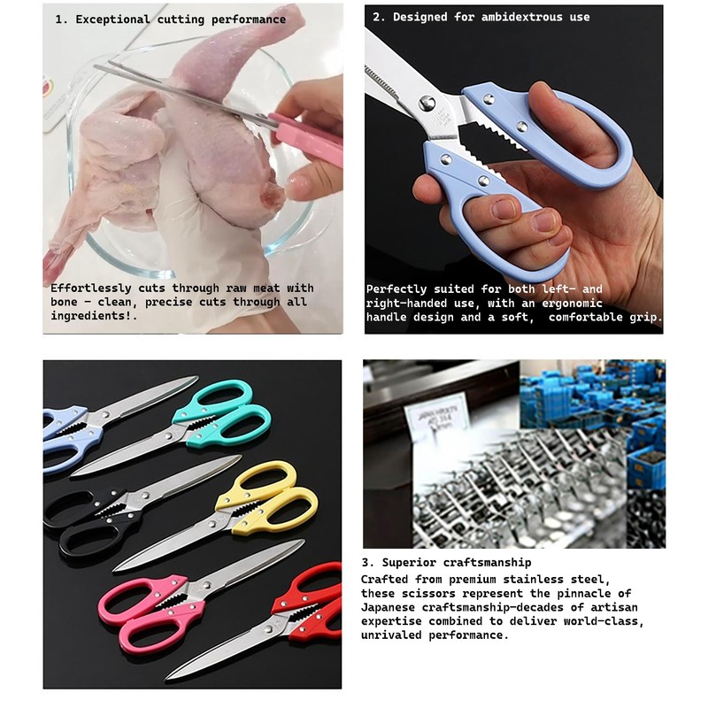 Multipurpose Kitchen Shears Heavy Duty Japan Tanaka Scissors Diamond Cut