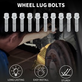 TUCKBOLD M14x1.5mm Ball Seat Wheel Lug Bolt for Volkswagen 19mm Hex 55mm Shank Length Sturdy | Extended Bolts Silver Tone 10 Pcs