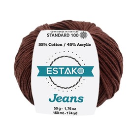 Estako Jeans, 55% Cotton 45% Acrylic Amigurumi Yarn, Soft, Fine/Sport (2) for Crochet and Knitting 1.76 Oz (50g) / 174 Yrds (160m) (1062 - Brown)