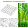 Bellsal White Silverware Organizer Kitchen Drawer Organizer Expandable Bamboo Utensil