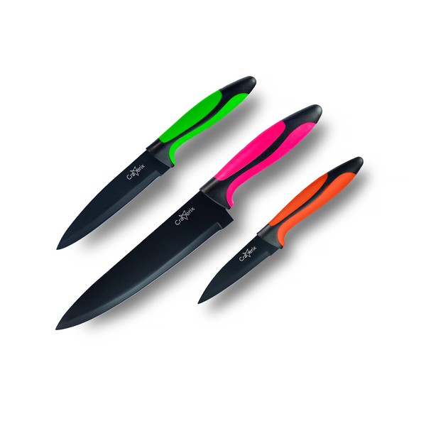 craverix Professional Knife Set - Rust Proof, Stainless Steel - All Purpose 3 Piece - Colorful Kitchen Knives