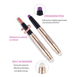 Enfuntins Cream Eyeshadow Stick, Long-Lasting, Crease-Proof Eyeshadow with Built-in Smudger Eye Shadow Purple Shimmer