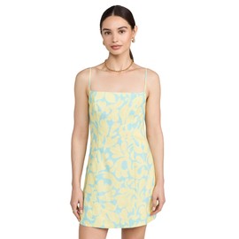Rhode Women's Jackie Dress, Sky Caspian Lagoon Grande, Yellow, Print, 12