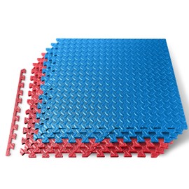 Thick Puzzle Exercise Mat, 6 Pcs EVA Foam Interlocking Tiles Protective Flooring for Gym Equipment and Cushion for Workouts, Durable Non-Skid Texture, Easy to Assemble, Red and Blue