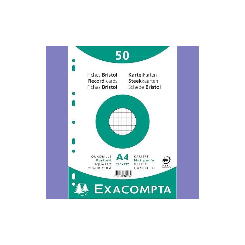 Paquet 50 Fiches Bristol Sous Film Quadrille 5 x 5